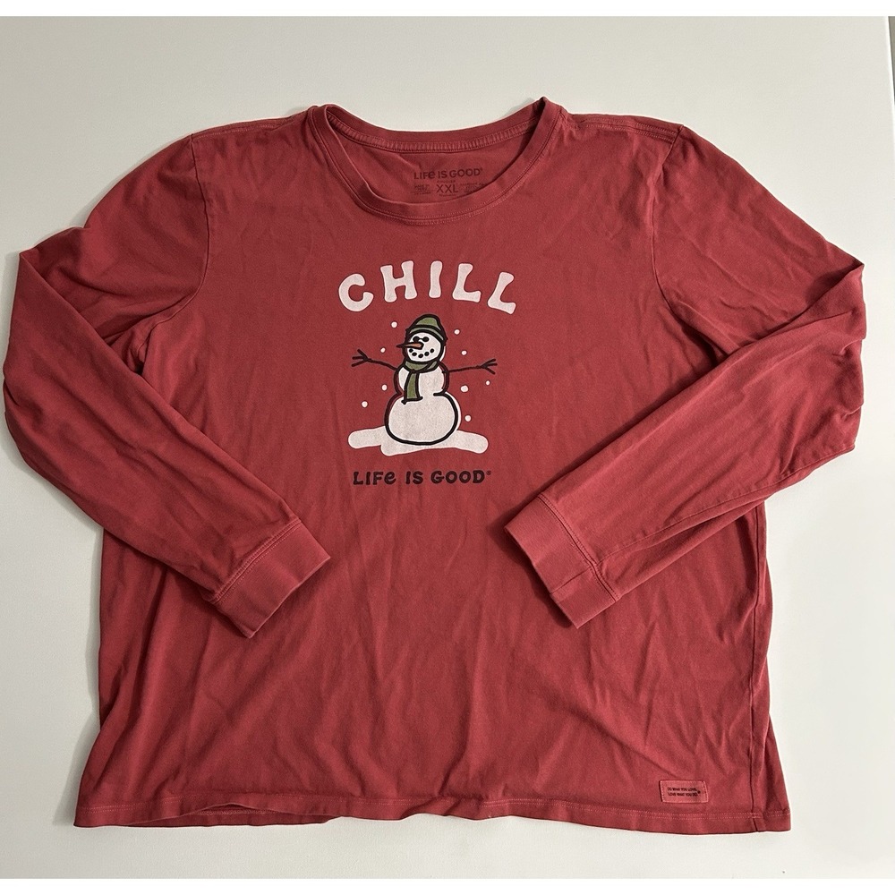Life is Good Women's "Chill Snowman"‎ Long Sleeve Crusher T-shirt XXL